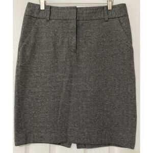 Ann Taylor Loft Grey Skirt Size 12 Front Zip Soft 100% Cotton Women's Career